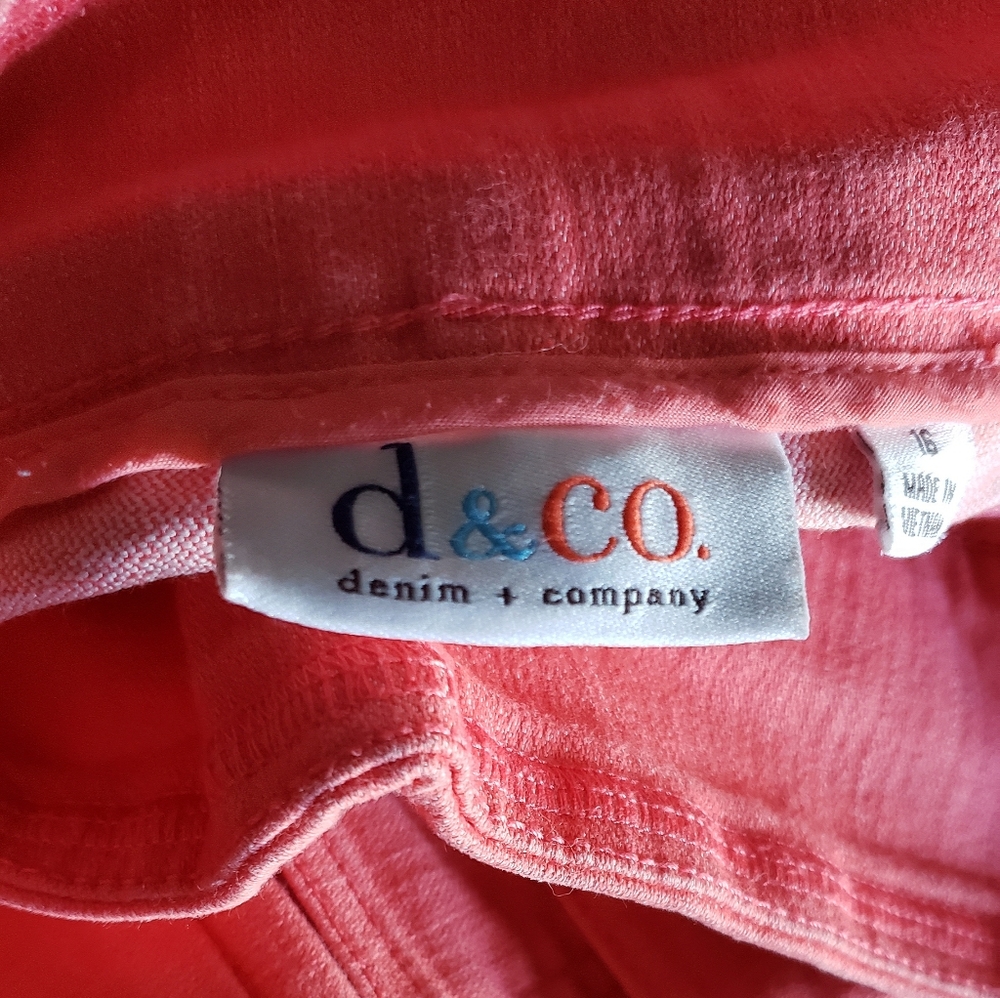 DENIM&CO Regular Perfect Denim Smooth Waist Straight Leg Jeans 16 Coral - Picture 4 of 14